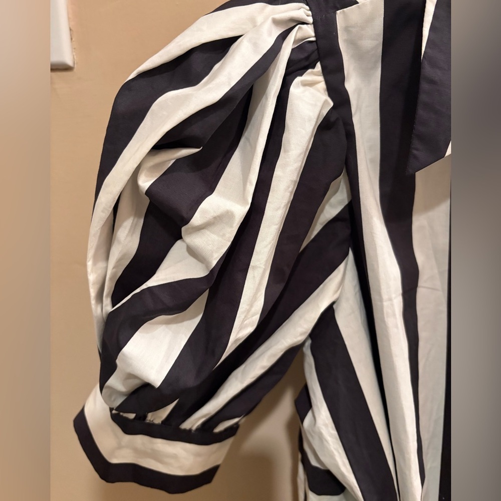 NWOT FARM Rio Mixed Stripes Black & White Short Sleeve Mini Dress Women’s XXS - Picture 11 of 16